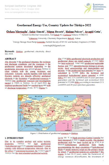 Uluslararası Platformda en güncel Türkiye Jeotermal Ülke Raporu